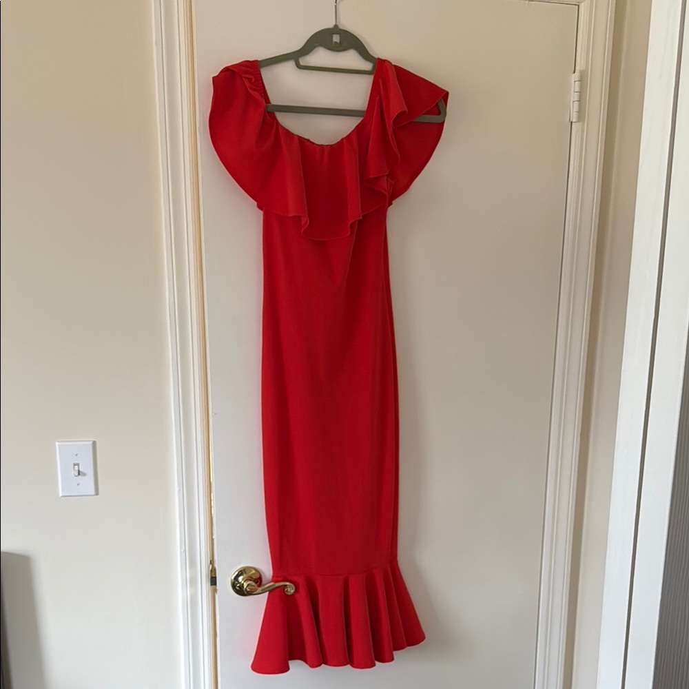 Elegant Red Ruffle Dress